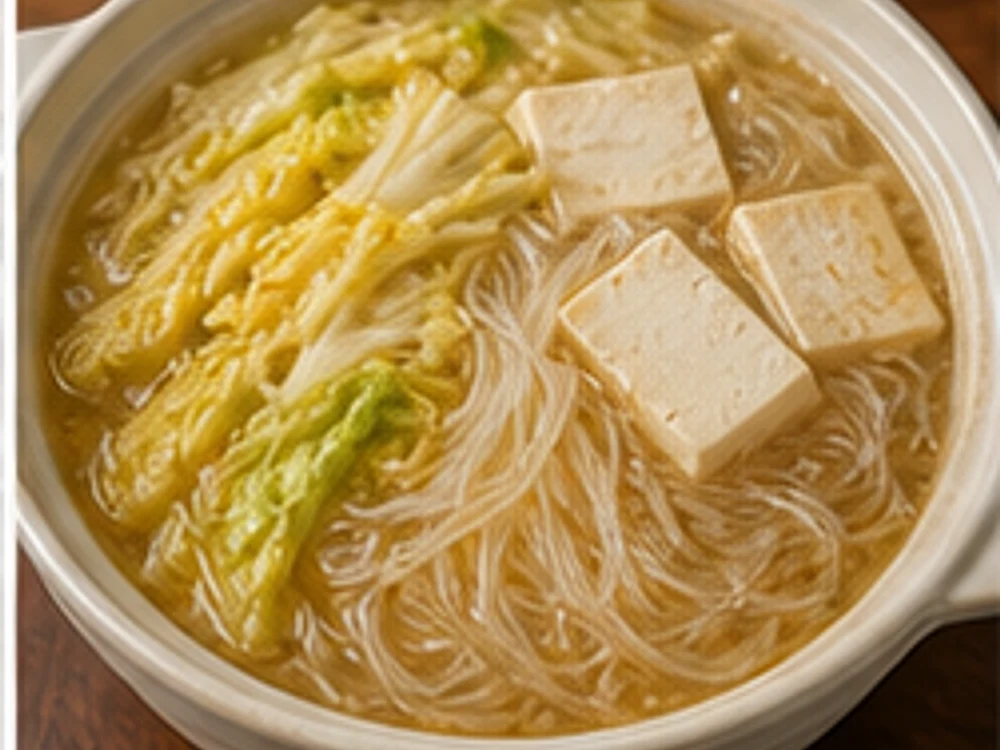 白菜豆腐粉丝锅 成品图