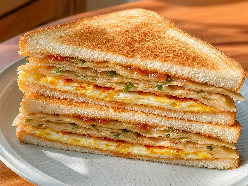 葱油饼夹心吐司 成品图