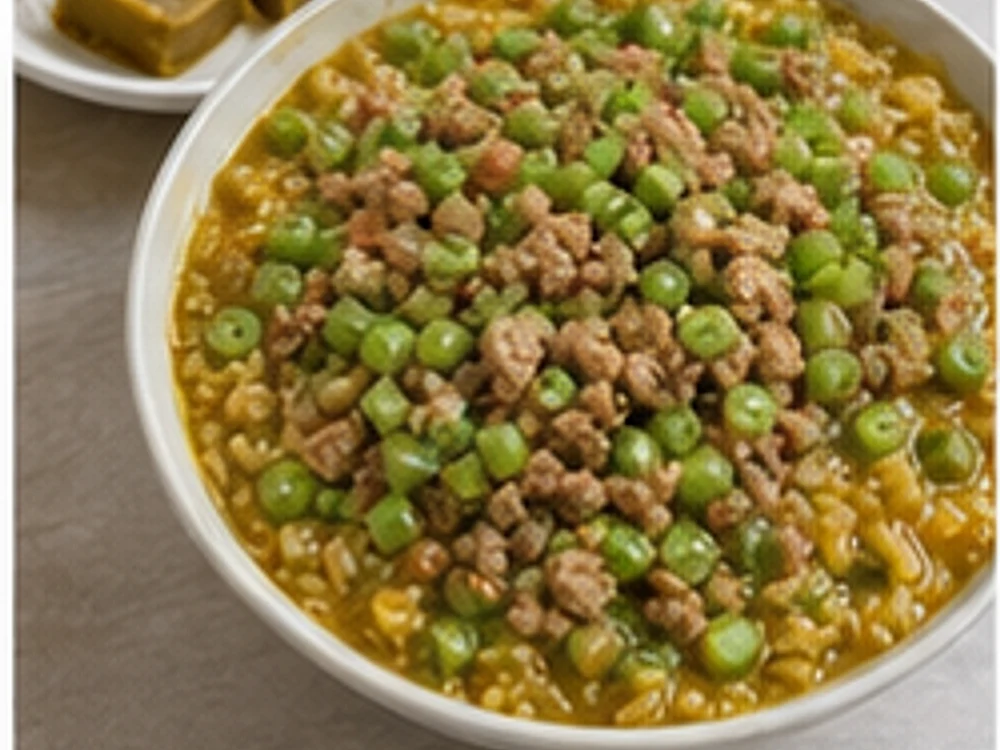 豆角肉末焖饭咖喱版 成品图