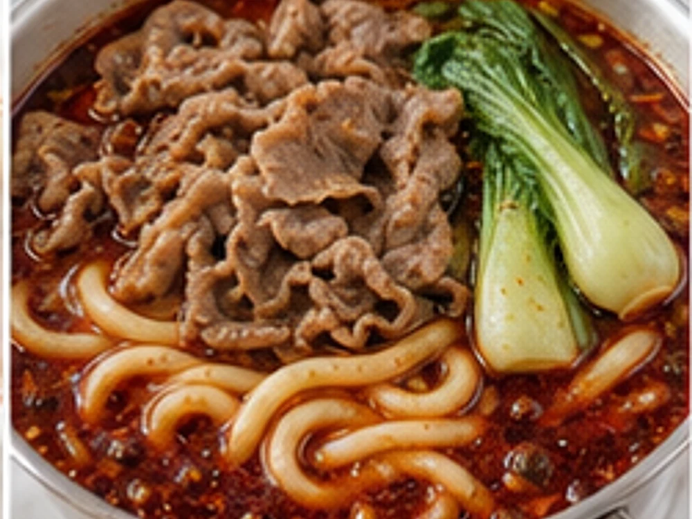 肥牛乌冬一人锅麻辣汤底 成品图