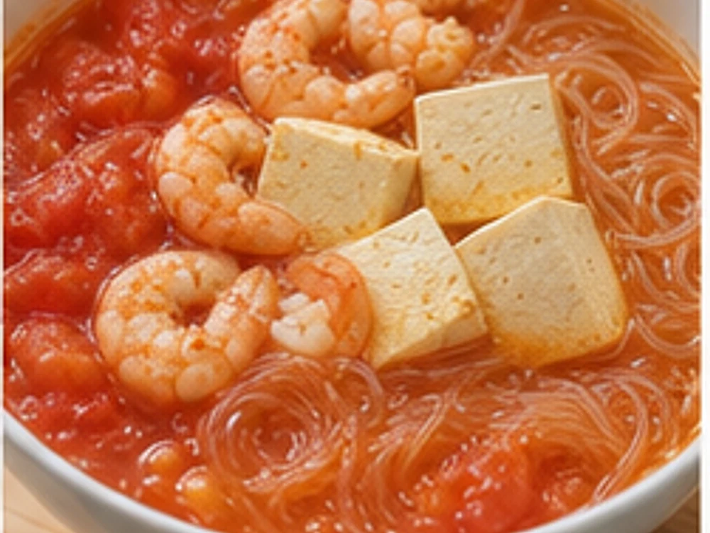 虾仁豆腐一人锅番茄汤底 成品图