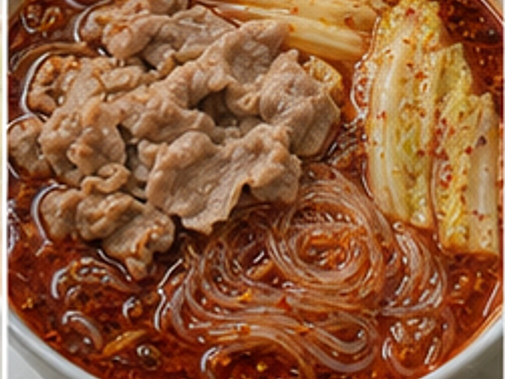 白菜肉片一人锅麻辣汤底 成品图