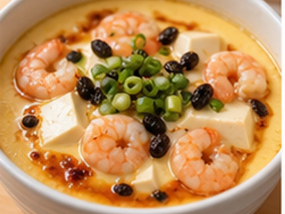 虾仁豆腐蒸蛋豉汁版 成品图