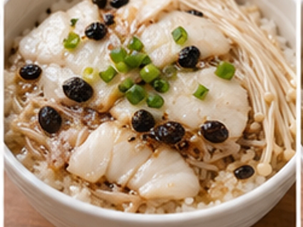 鱼片金针菇蒸饭豉汁版 成品图