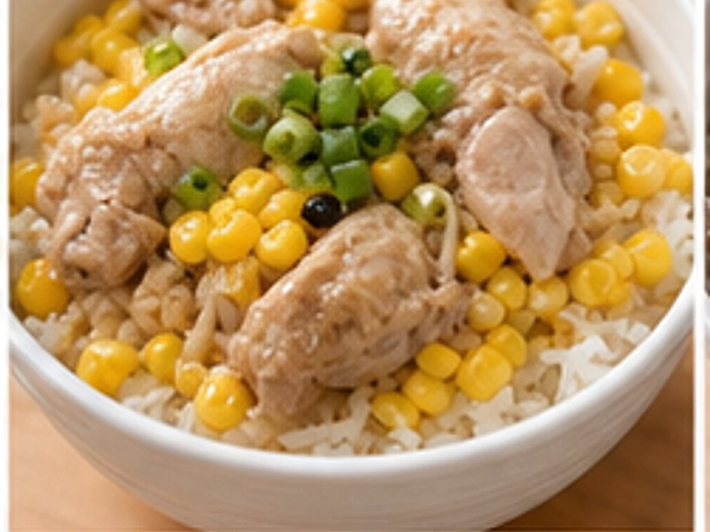 鸡胸玉米蒸饭葱油版 成品图
