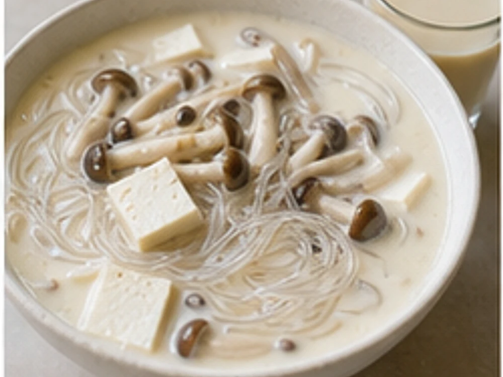 菌菇豆腐浓汤豆乳版 成品图