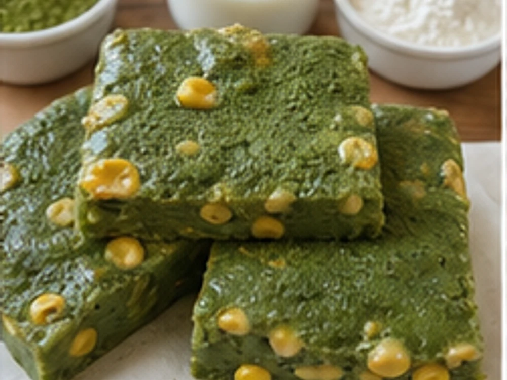 玉米牛奶糕抹茶版 成品图