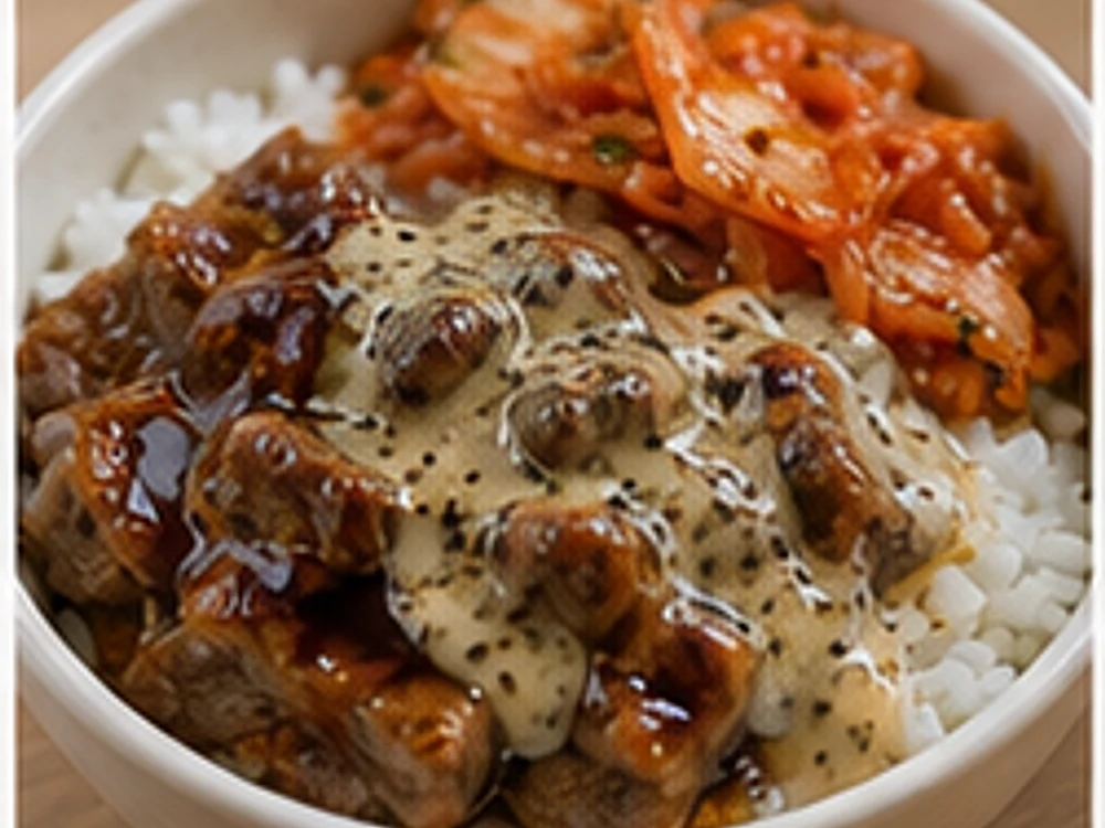 超市熟食隐藏烤肉泡菜饭黑椒版 成品图
