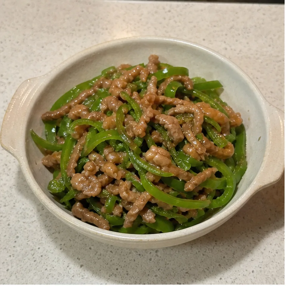 微波青椒肉丝 成品图