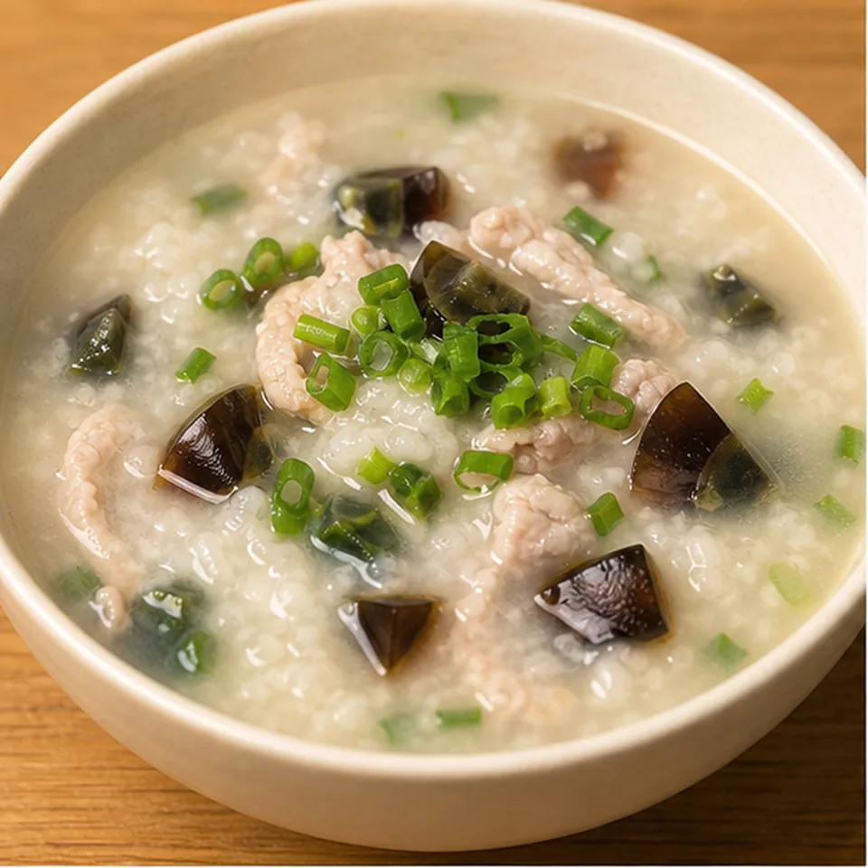 电饭煲皮蛋瘦肉粥 成品图