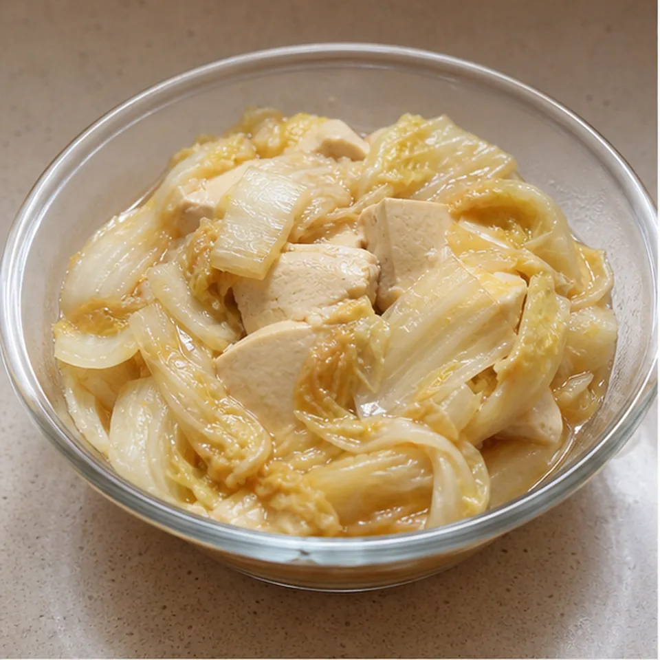 微波白菜炖豆腐 成品图