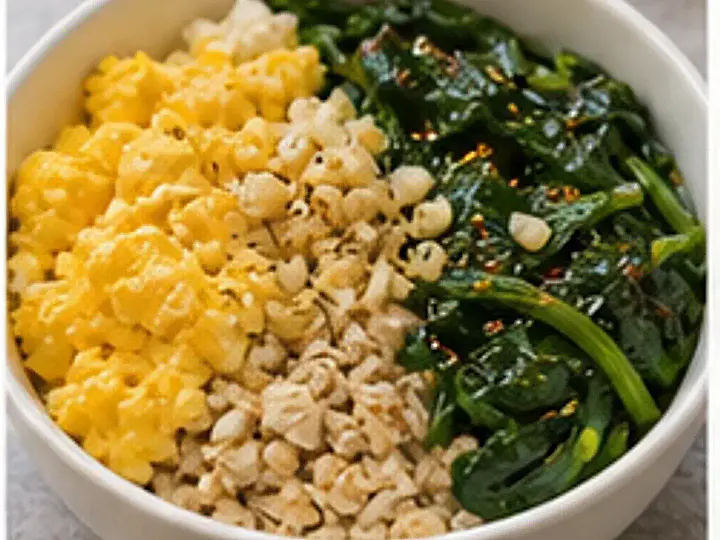 微波菠菜鸡蛋燕麦碗