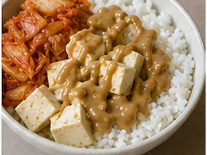 麻酱泡菜豆腐拌饭