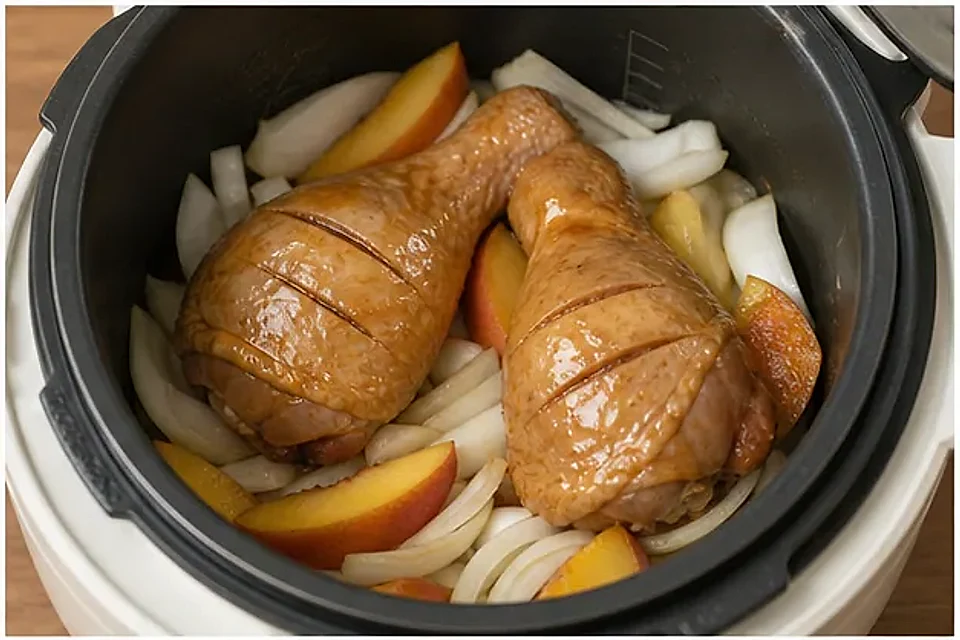 电饭煲蜜汁桃香炖鸡 第2步操作图