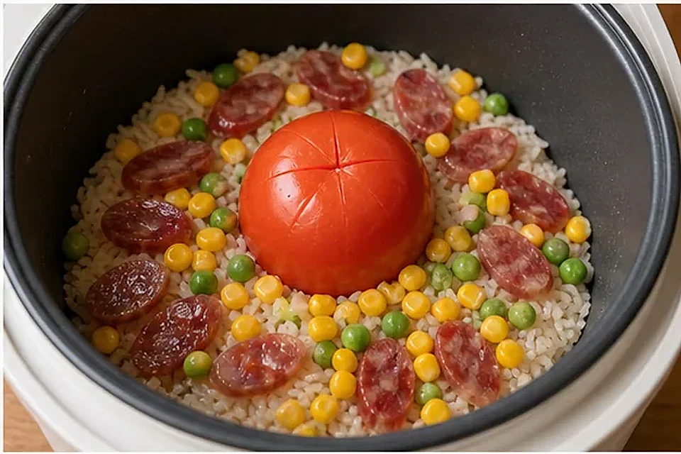 番茄香肠电饭煲焖饭 第2步操作图