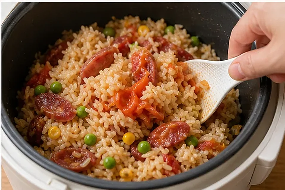 番茄香肠电饭煲焖饭 第3步操作图