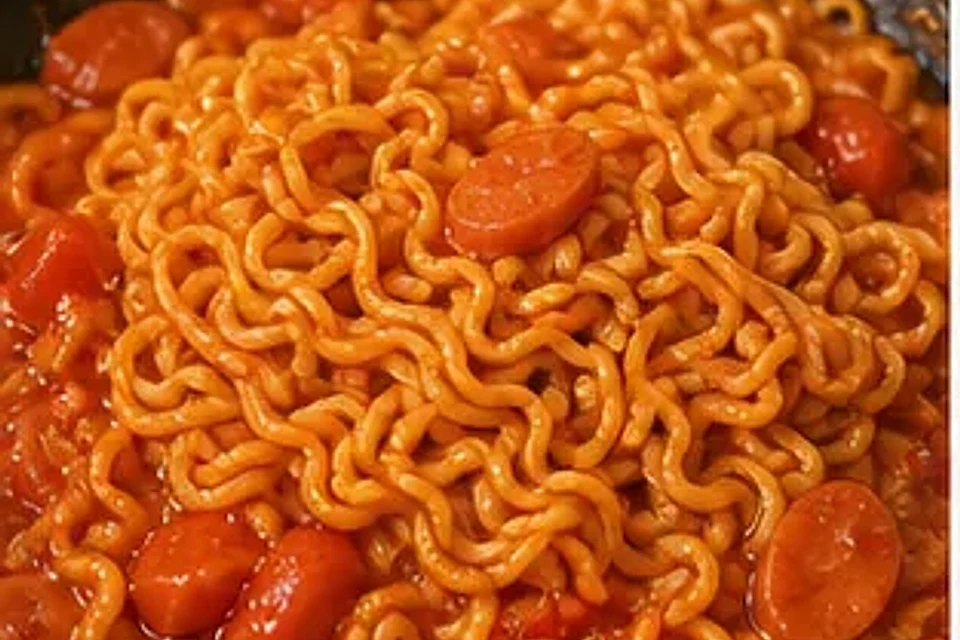 番茄浓汤炒泡面 第3步操作图