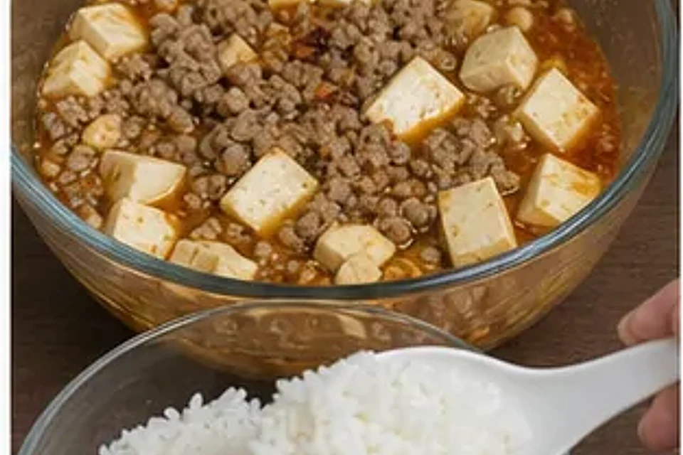微波炉肉末豆腐 第3步操作图