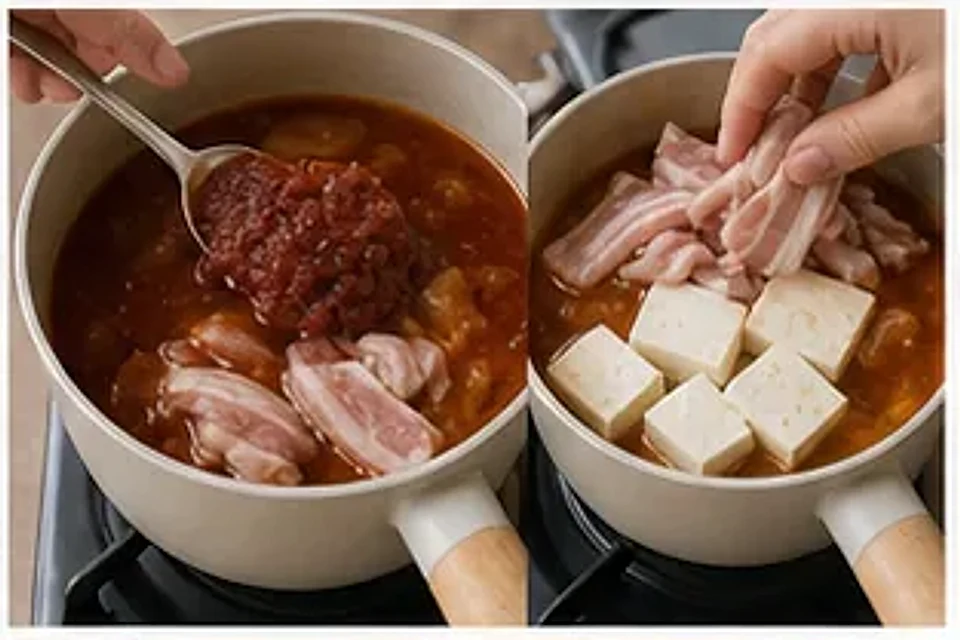 韩式泡菜豆腐锅 第2步操作图