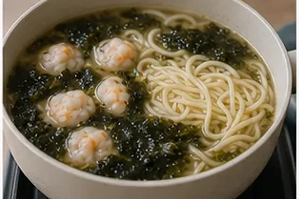 虾滑紫菜汤面 第3步操作图