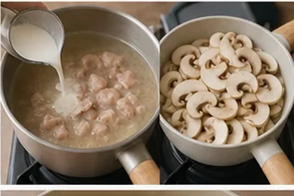 奶油蘑菇意面一锅煮 第2步操作图