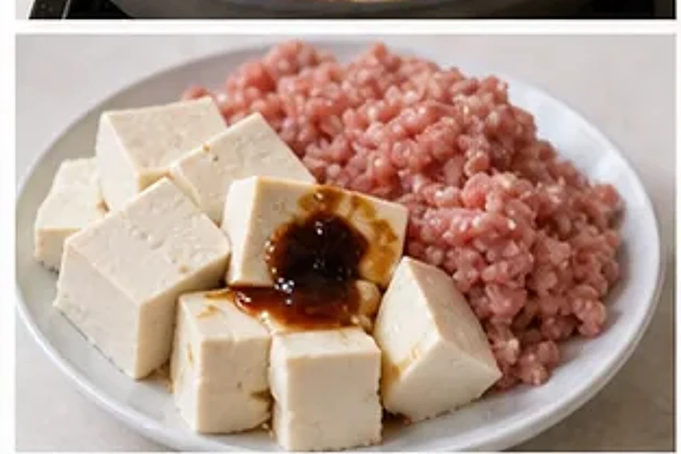 蒸锅肉末豆腐 第1步操作图