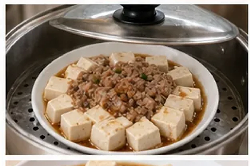 蒸锅肉末豆腐 第2步操作图