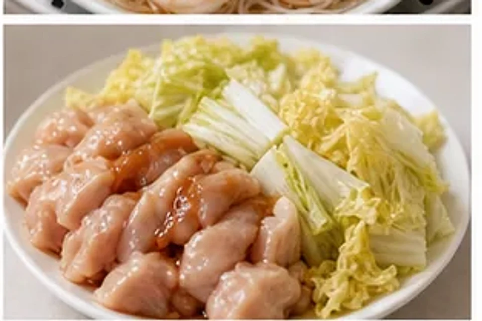 蒸锅娃娃菜鸡肉卷 第1步操作图
