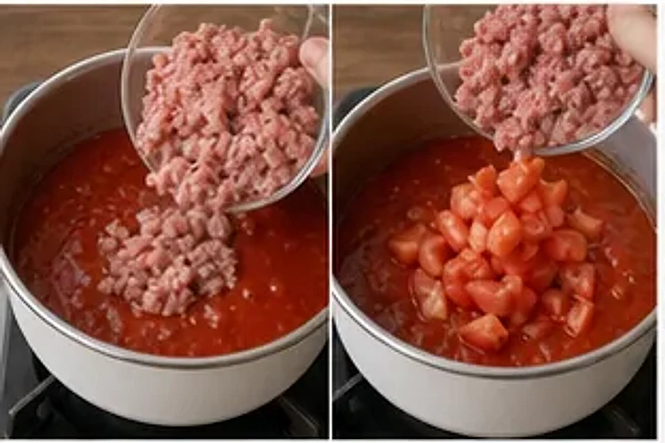 小锅番茄肉酱意面 第2步操作图