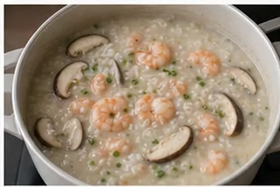 小锅鲜虾菌菇粥 第3步操作图