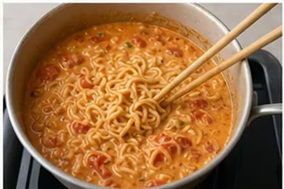 番茄芝士浓汤泡面 第3步操作图