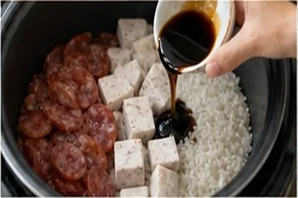 腊肠芋头焖饭酱香版 第2步操作图