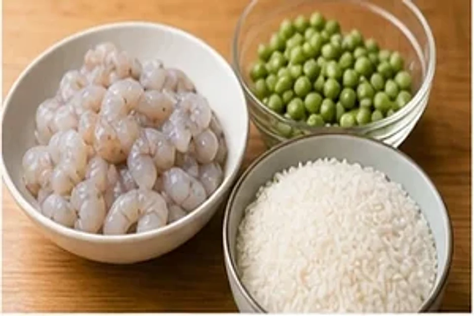 虾仁豌豆焖饭咖喱版 第1步操作图