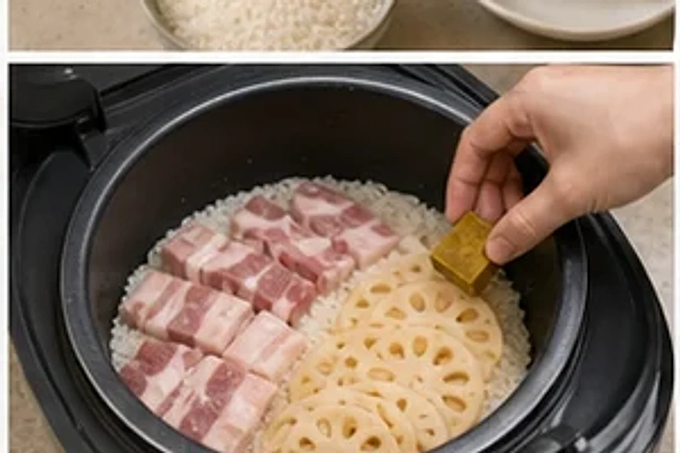 莲藕五花肉焖饭咖喱版 第2步操作图