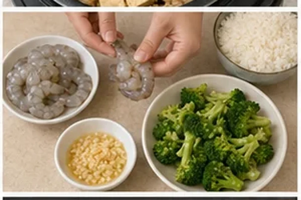 虾仁西兰花饭蒜香版 第1步操作图