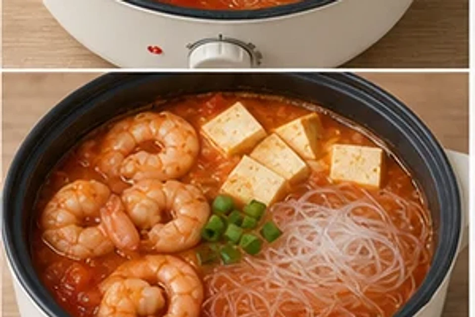 虾仁豆腐一人锅番茄汤底 第3步操作图