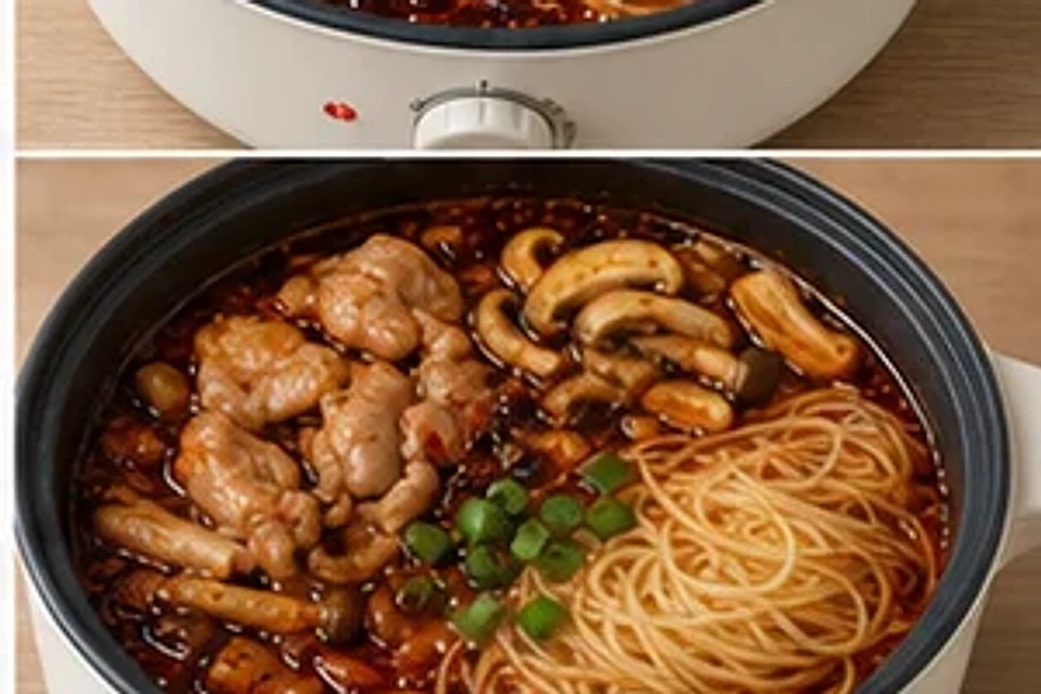 鸡肉菌菇一人锅麻辣汤底 第3步操作图