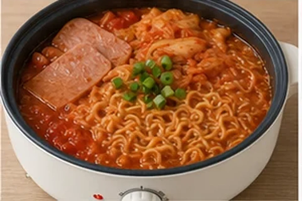 午餐肉泡菜一人锅番茄汤底 第3步操作图