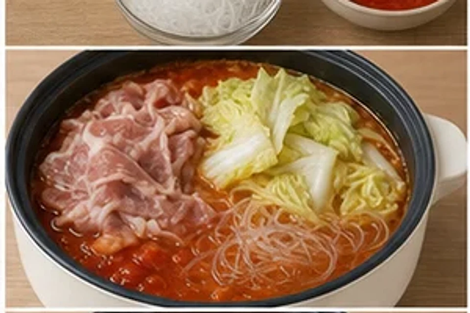 白菜肉片一人锅番茄汤底 第2步操作图