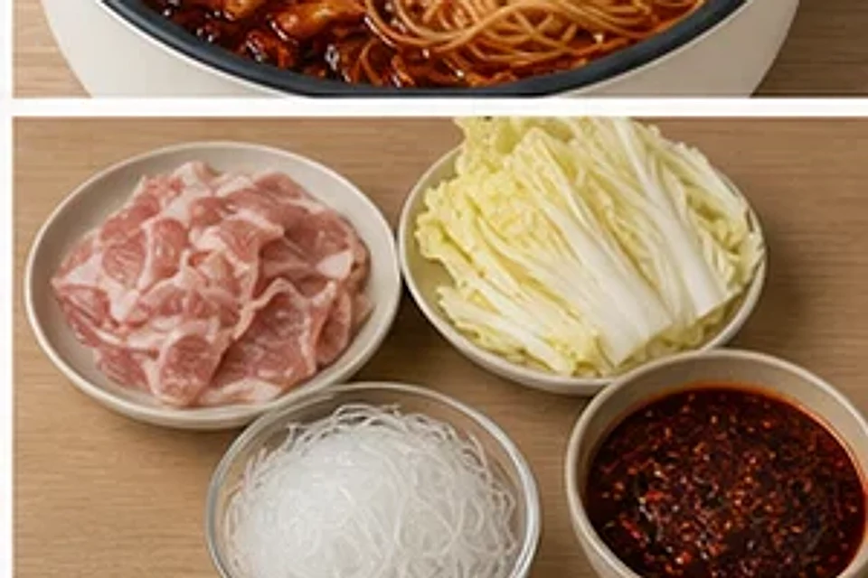 白菜肉片一人锅麻辣汤底 第1步操作图
