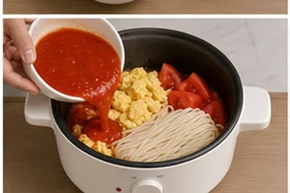 番茄鸡蛋一人锅番茄汤底 第2步操作图