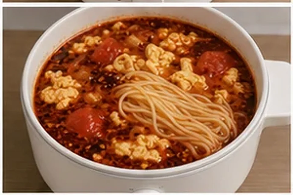 番茄鸡蛋一人锅麻辣汤底 第3步操作图