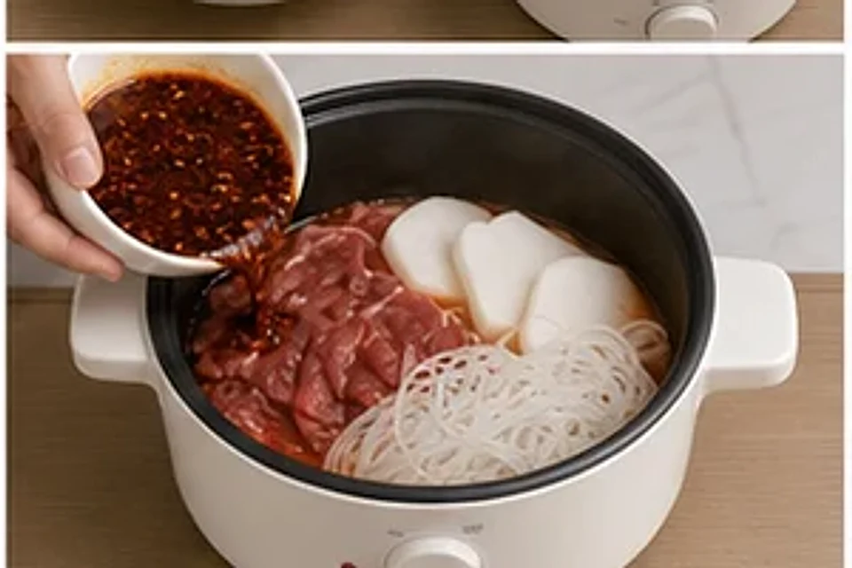牛肉萝卜一人锅麻辣汤底 第2步操作图