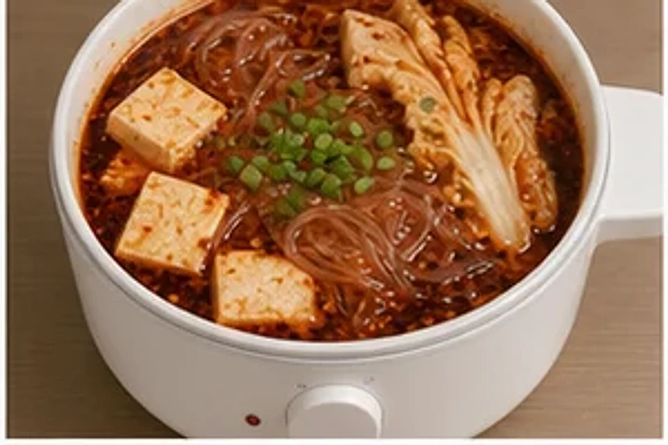 豆腐娃娃菜一人锅麻辣汤底 第3步操作图