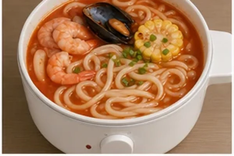 海鲜玉米一人锅番茄汤底 第3步操作图