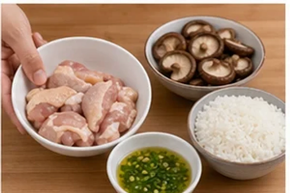 鸡腿香菇蒸饭葱油版 第1步操作图
