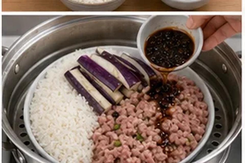 肉末茄子蒸饭豉汁版 第2步操作图