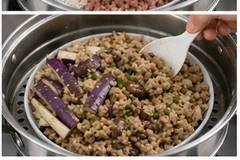 肉末茄子蒸饭豉汁版 第3步操作图