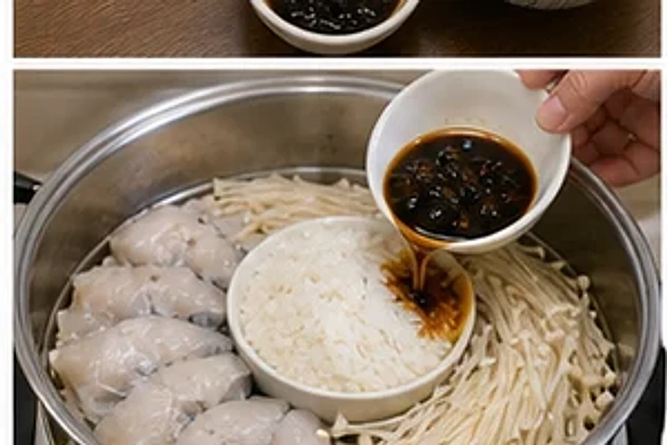 鱼片金针菇蒸饭豉汁版 第2步操作图