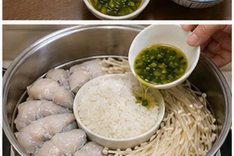 鱼片金针菇蒸饭葱油版 第2步操作图